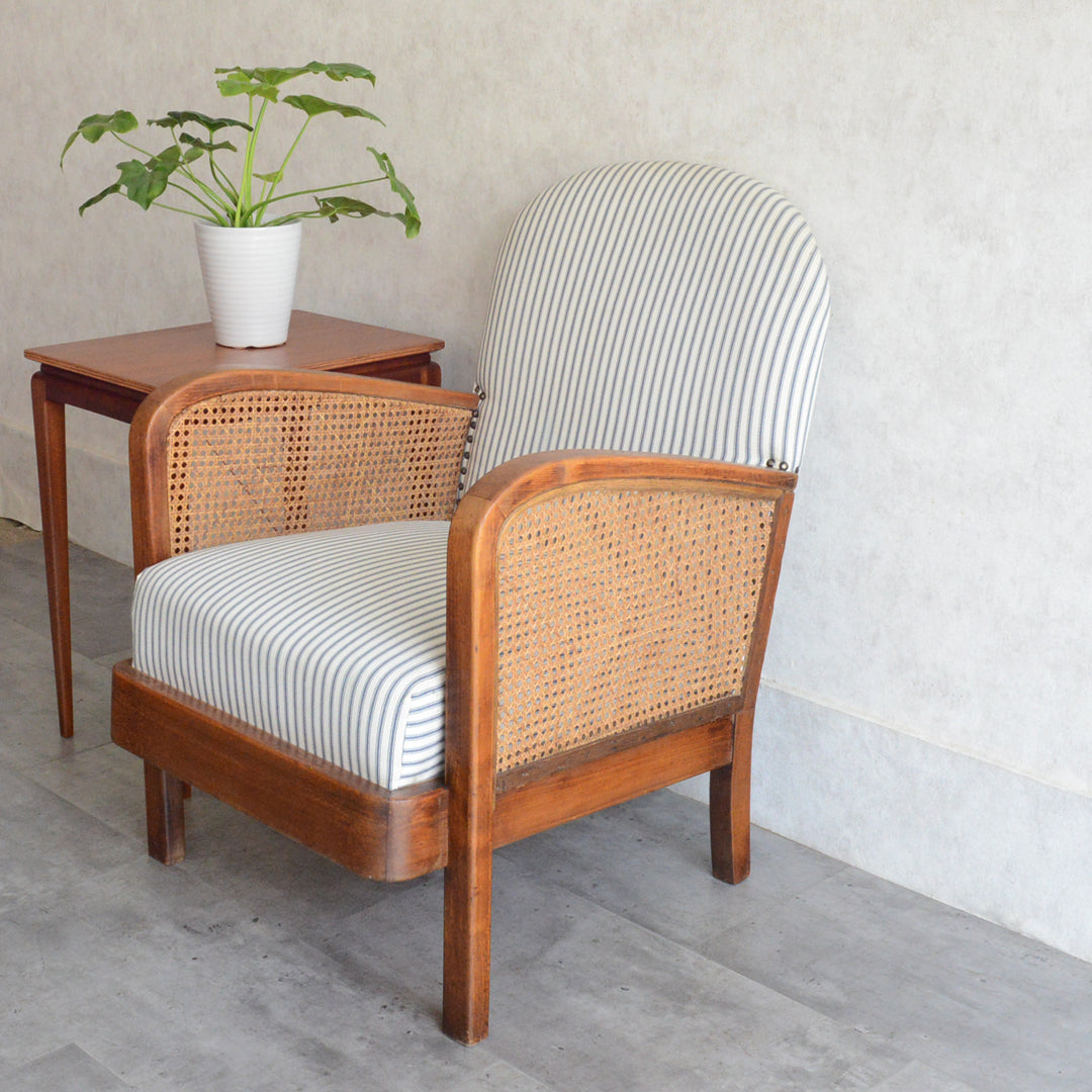 フランス ヴィンテージ 一人掛けソファ(ラタンアーム)