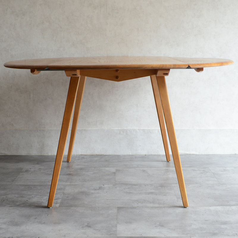 T様予約商品 ERCOL アーコール ラウンド ドロップリーフテーブル ⑤(天板剥離再塗装済)