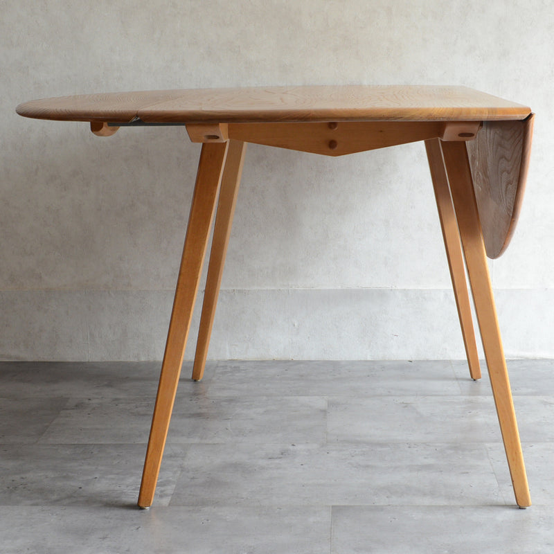 T様予約商品 ERCOL アーコール ラウンド ドロップリーフテーブル ⑤(天板剥離再塗装済)