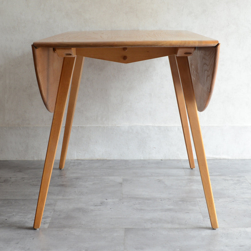 T様予約商品 ERCOL アーコール ラウンド ドロップリーフテーブル ⑤(天板剥離再塗装済)