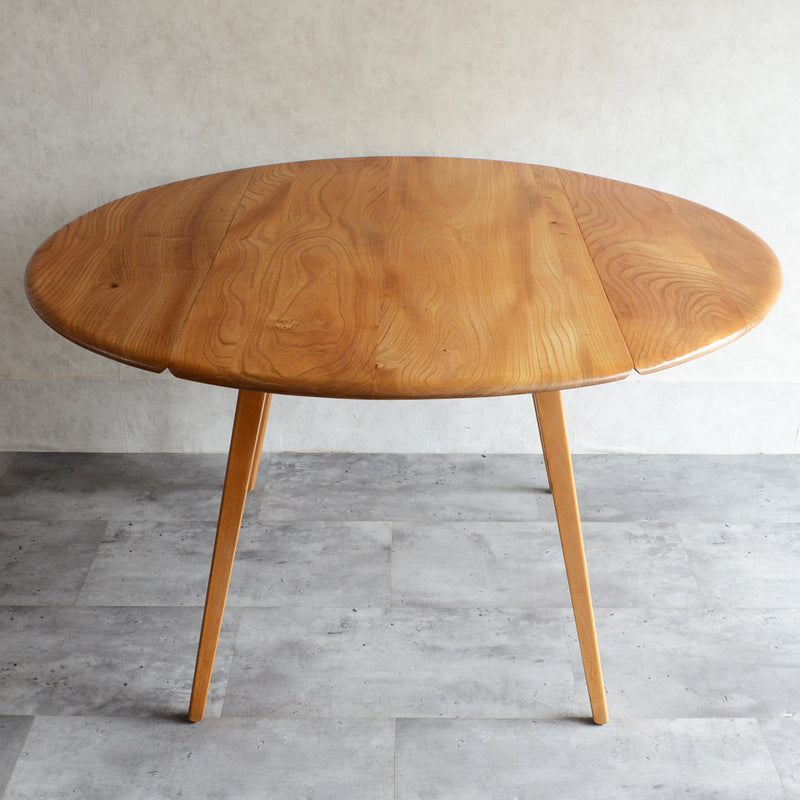 T様予約商品 ERCOL アーコール ラウンド ドロップリーフテーブル ⑤(天板剥離再塗装済)