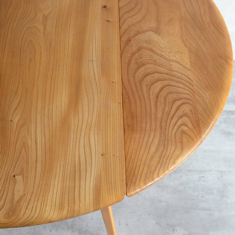 T様予約商品 ERCOL アーコール ラウンド ドロップリーフテーブル ⑤(天板剥離再塗装済)