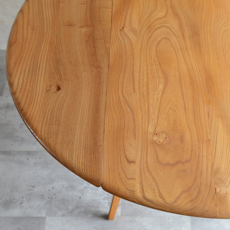 T様予約商品 ERCOL アーコール ラウンド ドロップリーフテーブル ⑤(天板剥離再塗装済)