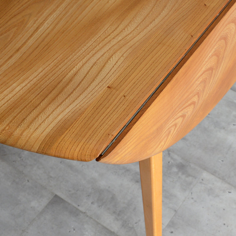 T様予約商品 ERCOL アーコール ラウンド ドロップリーフテーブル ⑤(天板剥離再塗装済)