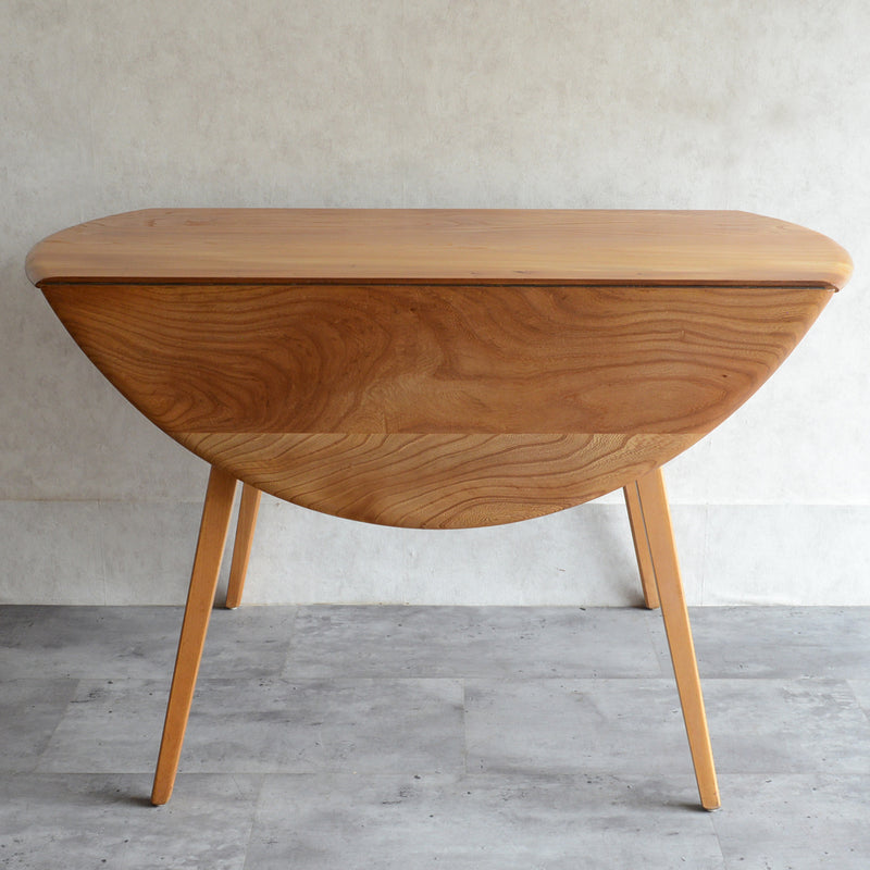 T様予約商品 ERCOL アーコール ラウンド ドロップリーフテーブル ⑤(天板剥離再塗装済)