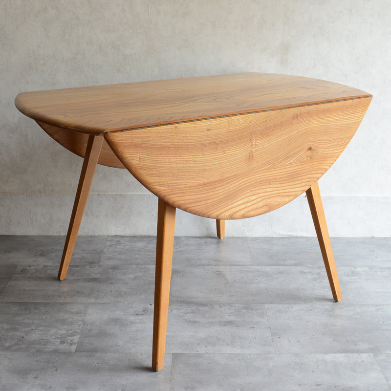 T様予約商品 ERCOL アーコール ラウンド ドロップリーフテーブル ⑤(天板剥離再塗装済)