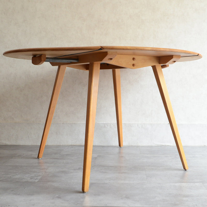 T様予約商品 ERCOL アーコール ラウンド ドロップリーフテーブル ⑤(天板剥離再塗装済)