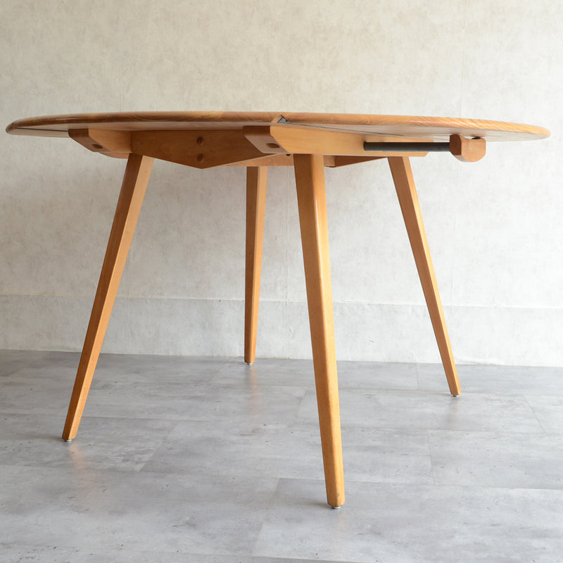 T様予約商品 ERCOL アーコール ラウンド ドロップリーフテーブル ⑤(天板剥離再塗装済)