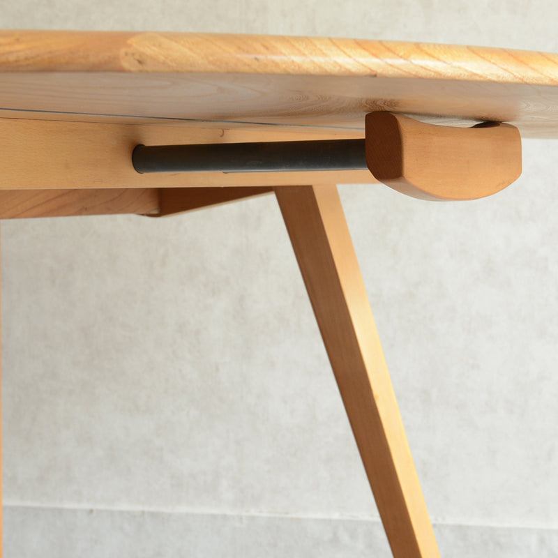 T様予約商品 ERCOL アーコール ラウンド ドロップリーフテーブル ⑤(天板剥離再塗装済)