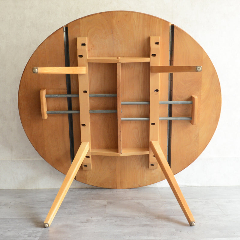 T様予約商品 ERCOL アーコール ラウンド ドロップリーフテーブル ⑤(天板剥離再塗装済)