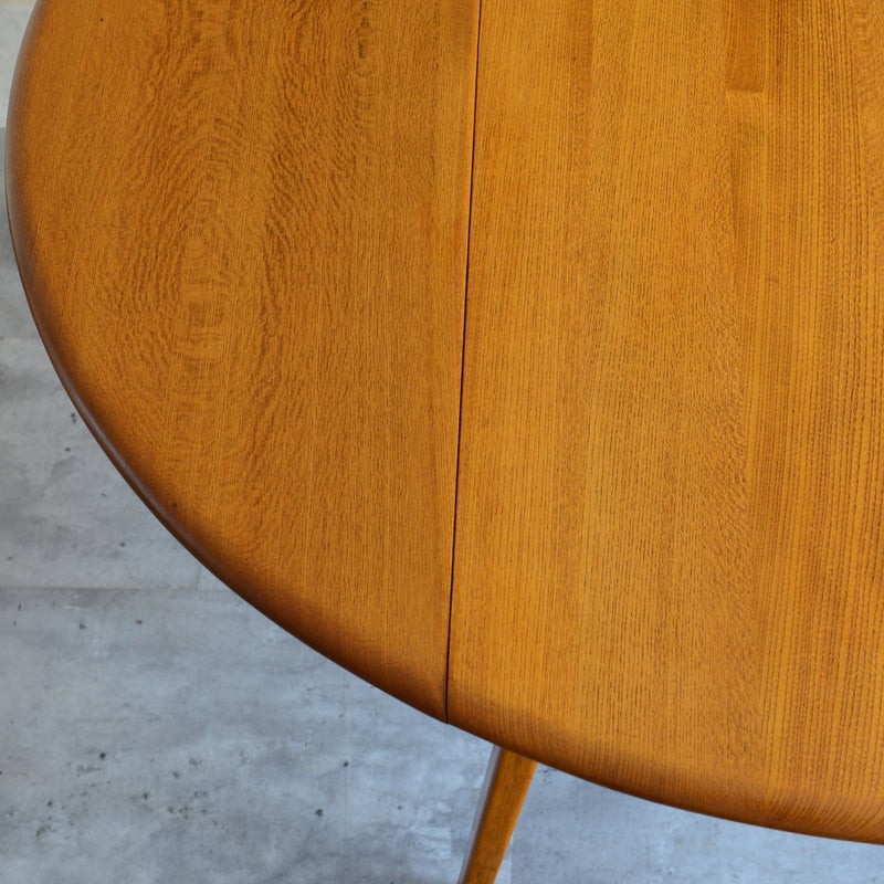 ERCOL アーコール ラウンド ドロップリーフテーブル 08(天板剥離再塗装済)
