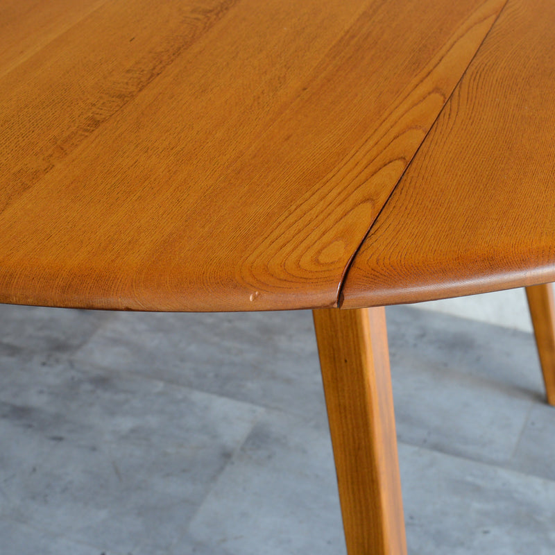 ERCOL アーコール ラウンド ドロップリーフテーブル 08(天板剥離再塗装済)