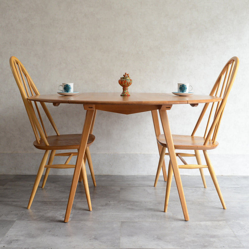 ERCOL アーコール ラウンド ドロップリーフテーブル 06(天板剥離再塗装済)