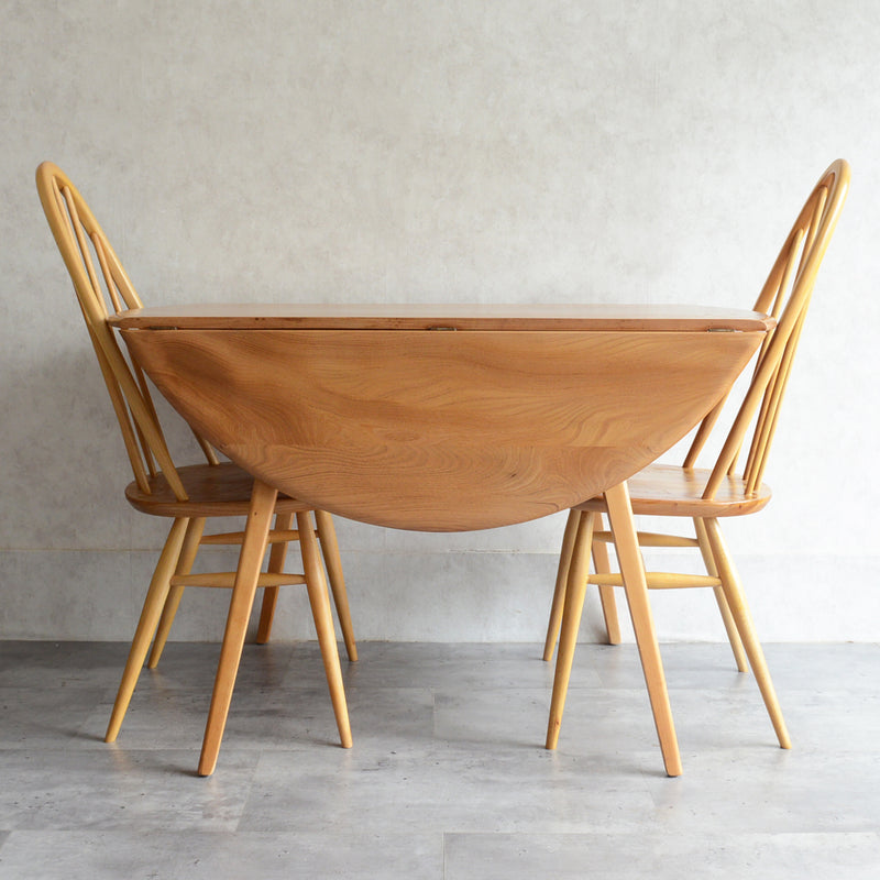 ERCOL アーコール ラウンド ドロップリーフテーブル 06(天板剥離再塗装済)