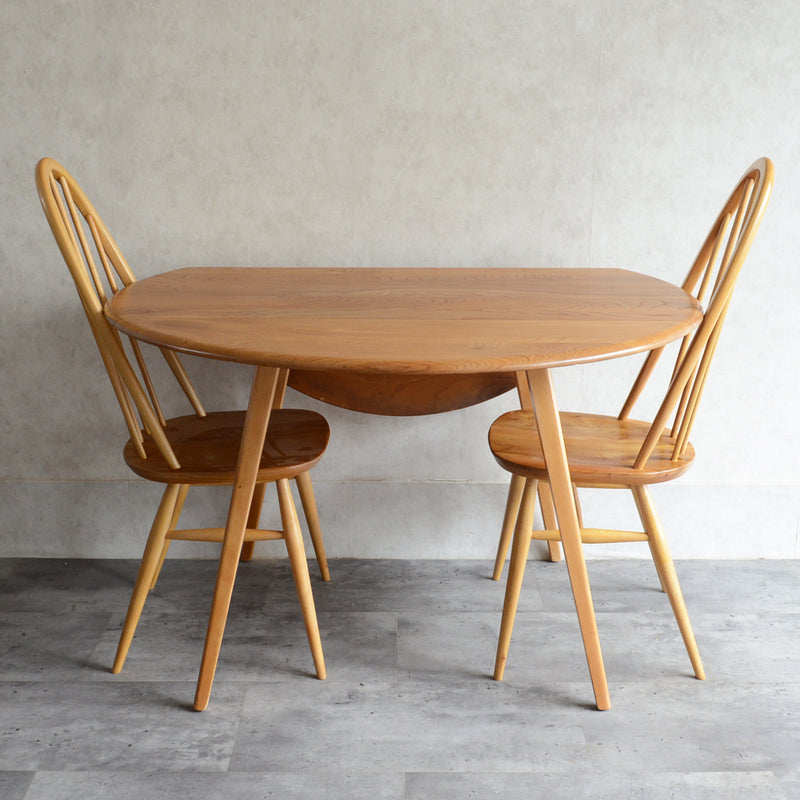 ERCOL アーコール ラウンド ドロップリーフテーブル 06(天板剥離再塗装済)