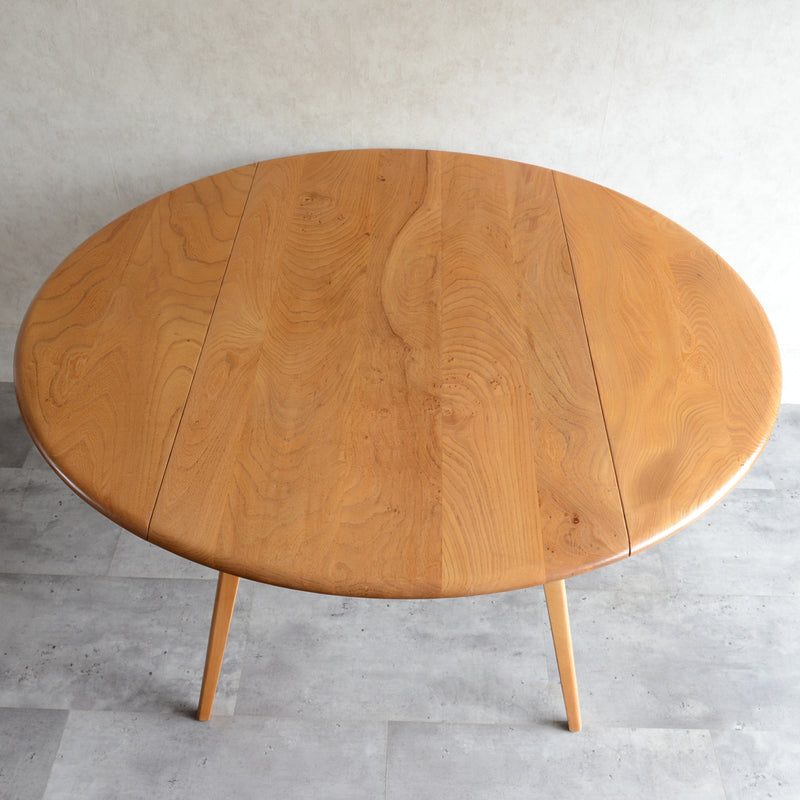 ERCOL アーコール ラウンド ドロップリーフテーブル 06(天板剥離再塗装済)