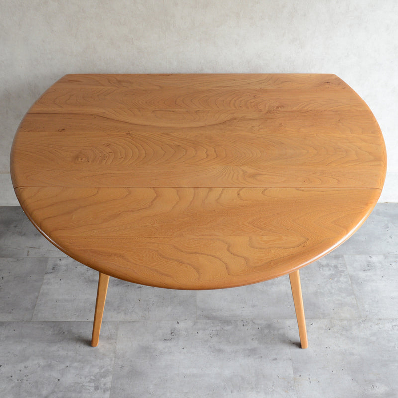 ERCOL アーコール ラウンド ドロップリーフテーブル 06(天板剥離再塗装済)