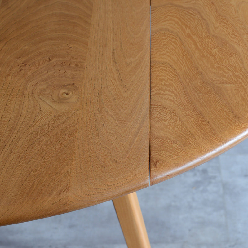 ERCOL アーコール ラウンド ドロップリーフテーブル 06(天板剥離再塗装済)