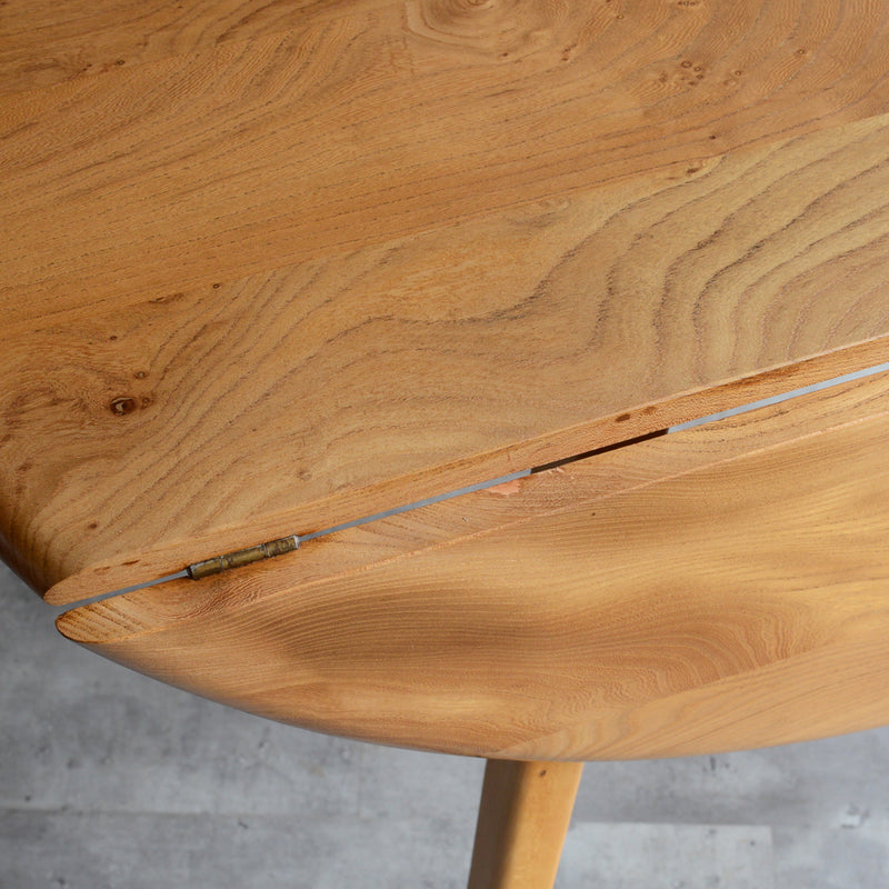 ERCOL アーコール ラウンド ドロップリーフテーブル 06(天板剥離再塗装済)