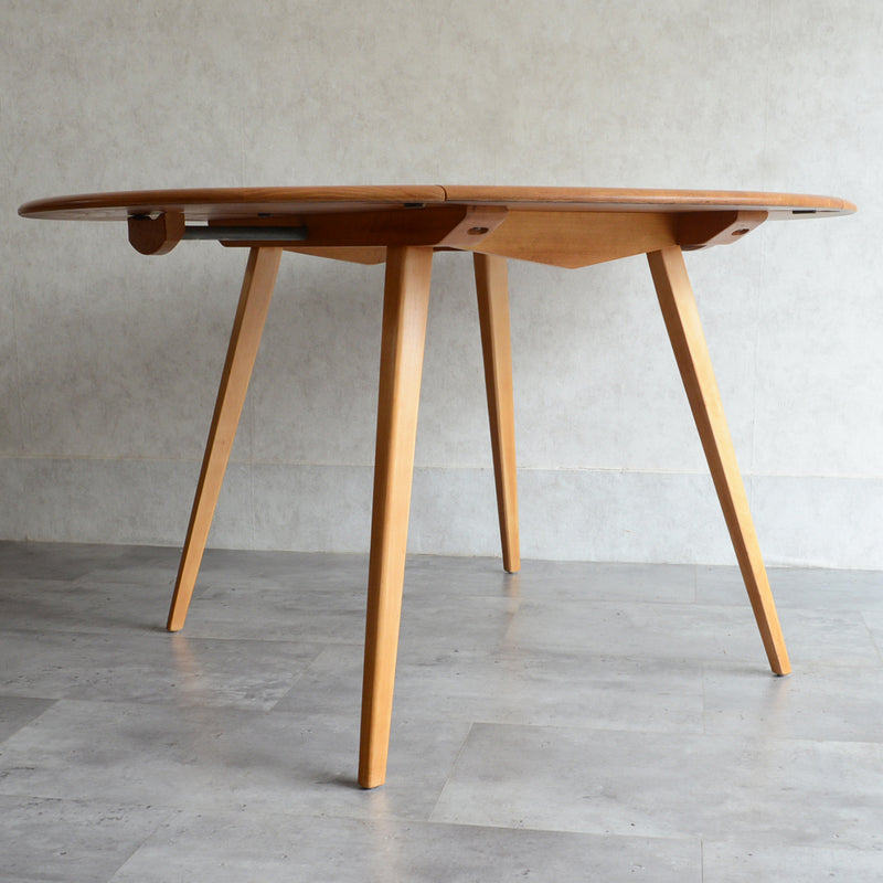 ERCOL アーコール ラウンド ドロップリーフテーブル 06(天板剥離再塗装済)