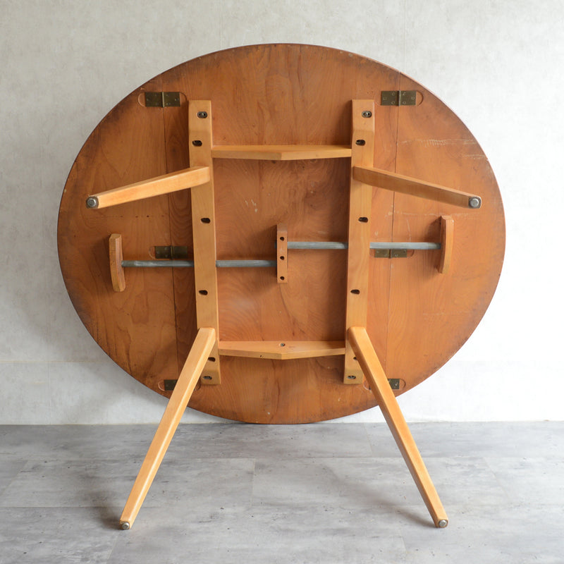 ERCOL アーコール ラウンド ドロップリーフテーブル 06(天板剥離再塗装済)