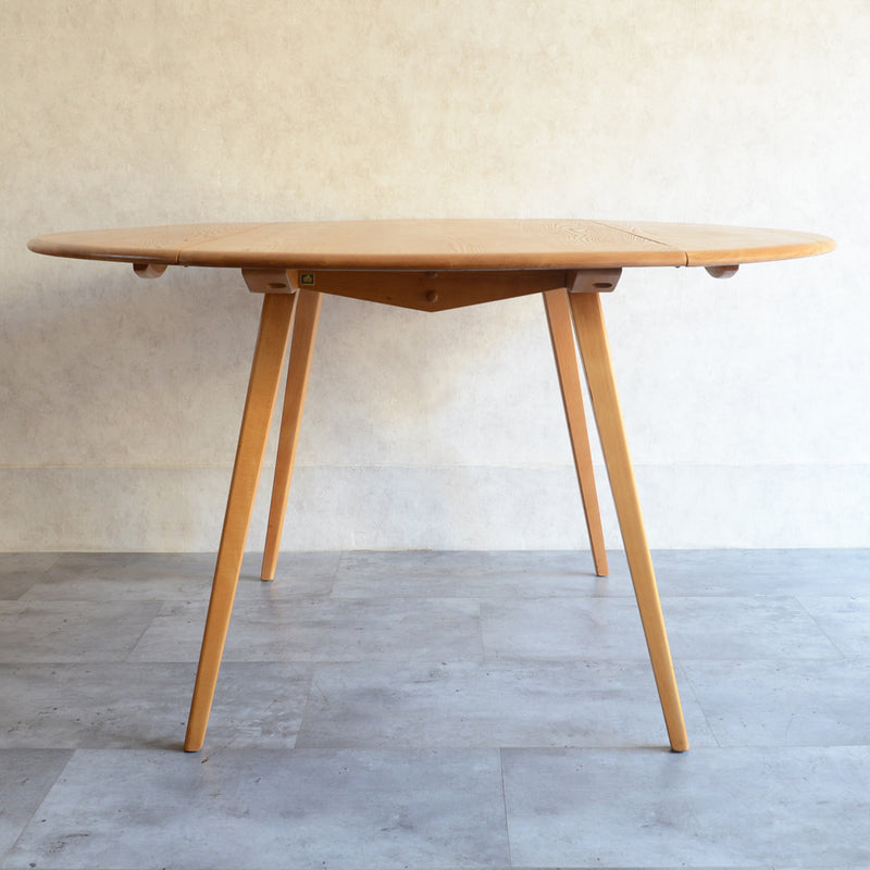 ERCOL アーコール ラウンド ドロップリーフテーブル 09(天板剥離再塗装済)