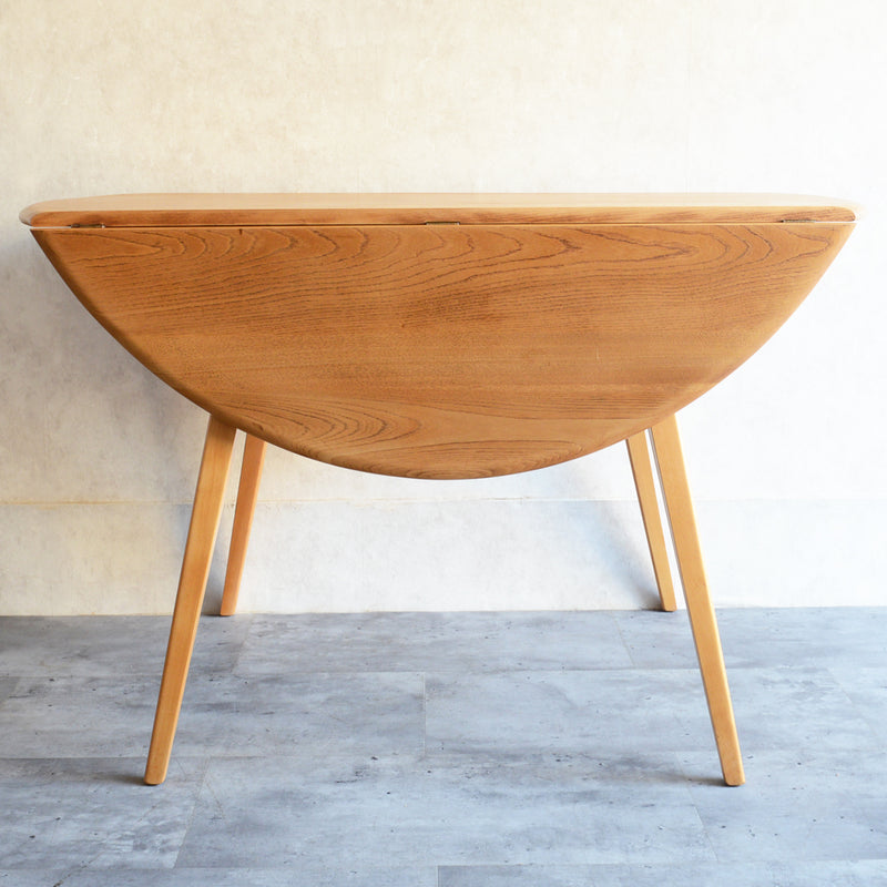 ERCOL アーコール ラウンド ドロップリーフテーブル 09(天板剥離再塗装済)