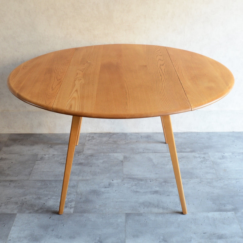 ERCOL アーコール ラウンド ドロップリーフテーブル 09(天板剥離再塗装済)