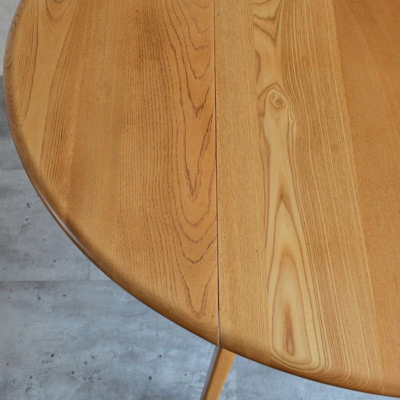 ERCOL アーコール ラウンド ドロップリーフテーブル 09(天板剥離再塗装済)
