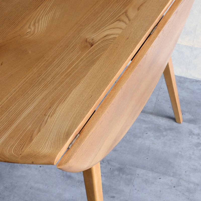 ERCOL アーコール ラウンド ドロップリーフテーブル 09(天板剥離再塗装済)
