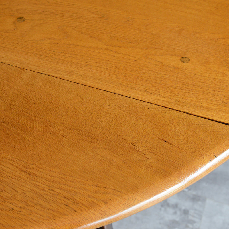 ERCOL アーコール ラウンド ドロップリーフテーブル ④(天板剥離再塗装済)