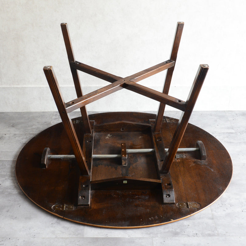 ERCOL アーコール ラウンド ドロップリーフテーブル ④(天板剥離再塗装済)