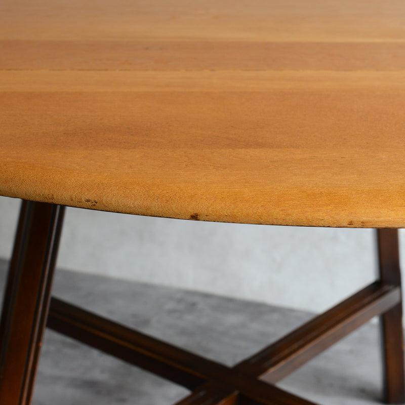 ERCOL アーコール ラウンド ドロップリーフテーブル ④(天板剥離再塗装済)