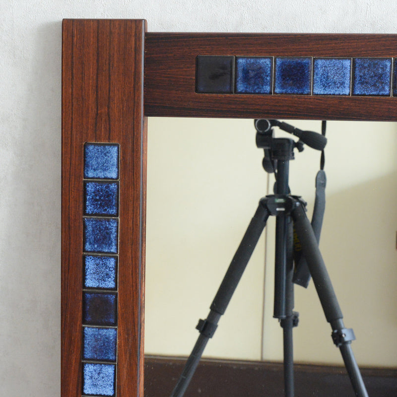 デンマークヴィンテージ  ローズウッド ブルータイル付ミラー6-72