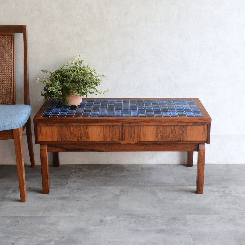 デンマークヴィンテージ ブルータイルトップ ローズウッドチェスト6-73