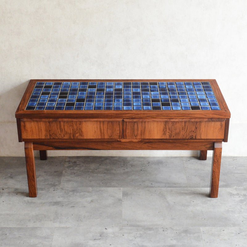 デンマークヴィンテージ ブルータイルトップ ローズウッドチェスト6-73