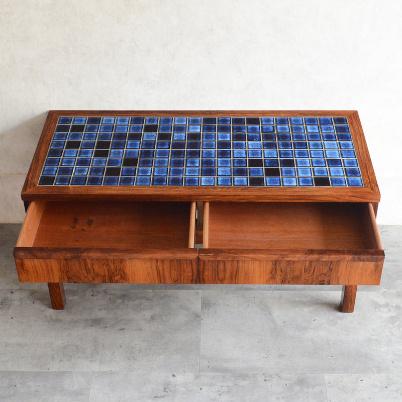 デンマークヴィンテージ ブルータイルトップ ローズウッドチェスト6-73