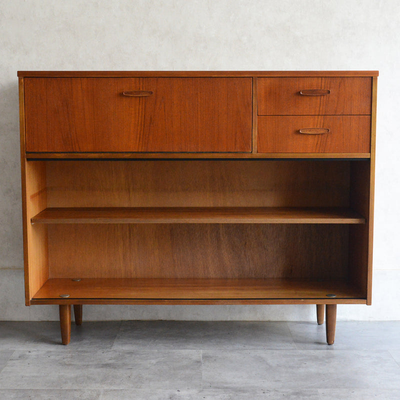 AVALONアバロン ガラスキャビネット56  (抽斗・フラップ扉付）