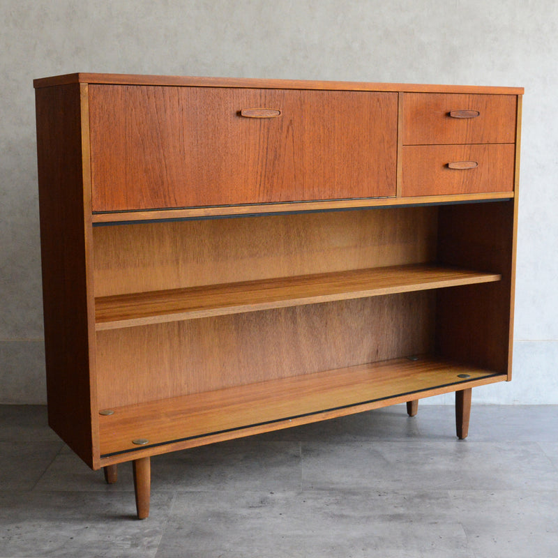 AVALONアバロン ガラスキャビネット56  (抽斗・フラップ扉付）