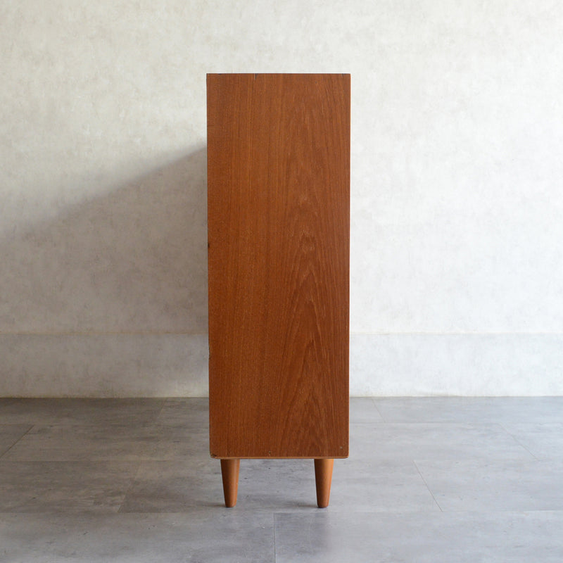 ミッドセンンチュリー ヴィンテージ　ガラスキャビネット 98(木扉付）