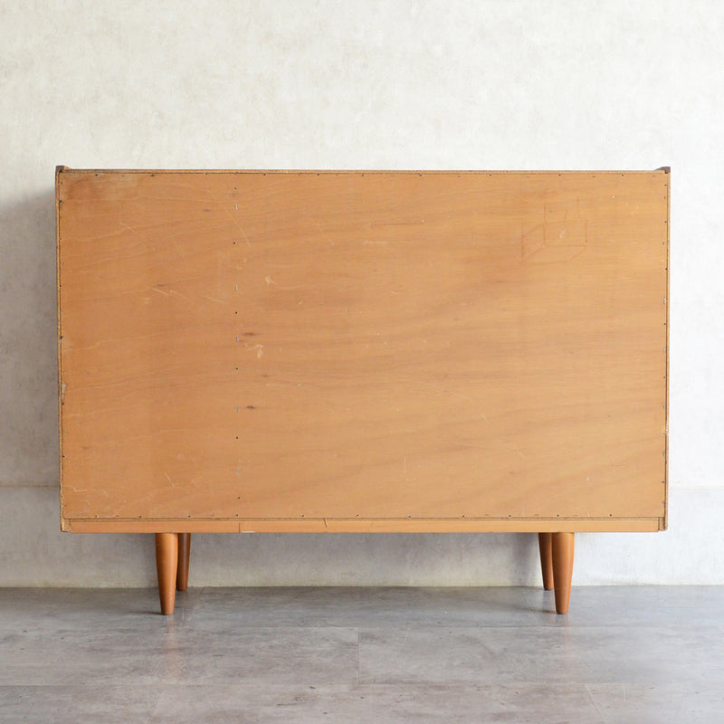 ミッドセンンチュリー ヴィンテージ　ガラスキャビネット 98(木扉付）