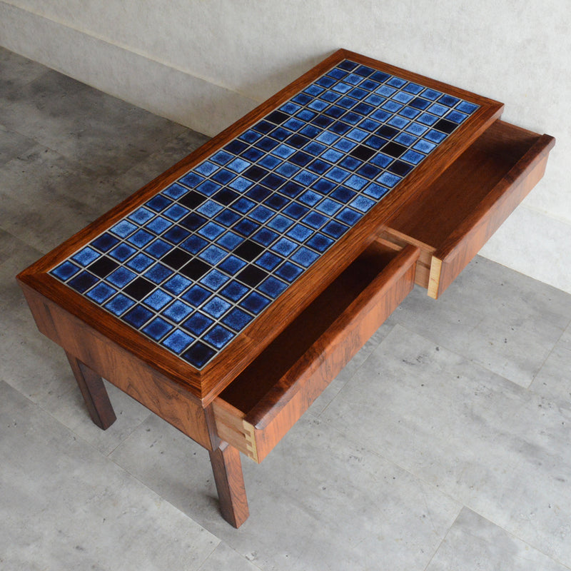 デンマークヴィンテージ ブルータイルトップ ローズウッドチェスト6-73