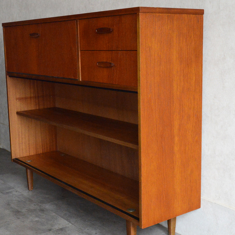 AVALONアバロン ガラスキャビネット56  (抽斗・フラップ扉付）