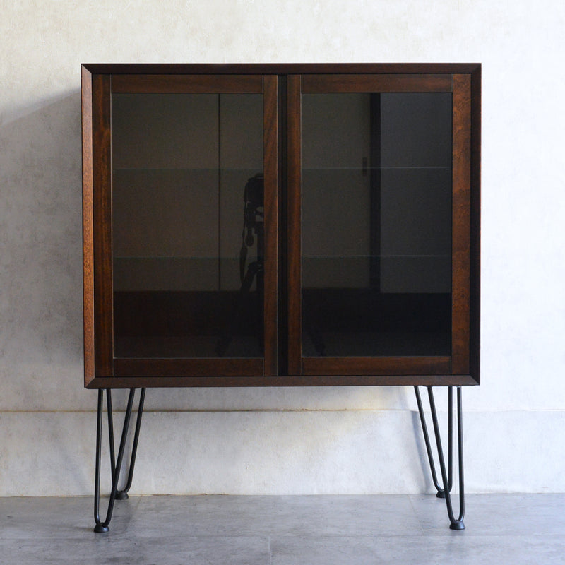 60S ヴィンテージ ガラスキャビネット60(ヘアピンレッグ）