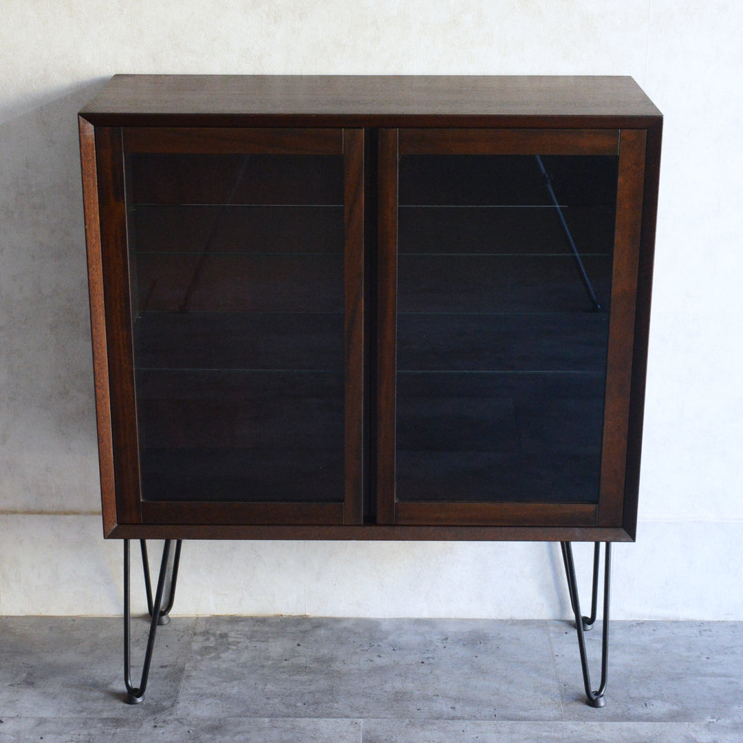 60S ヴィンテージ ガラスキャビネット60(ヘアピンレッグ）