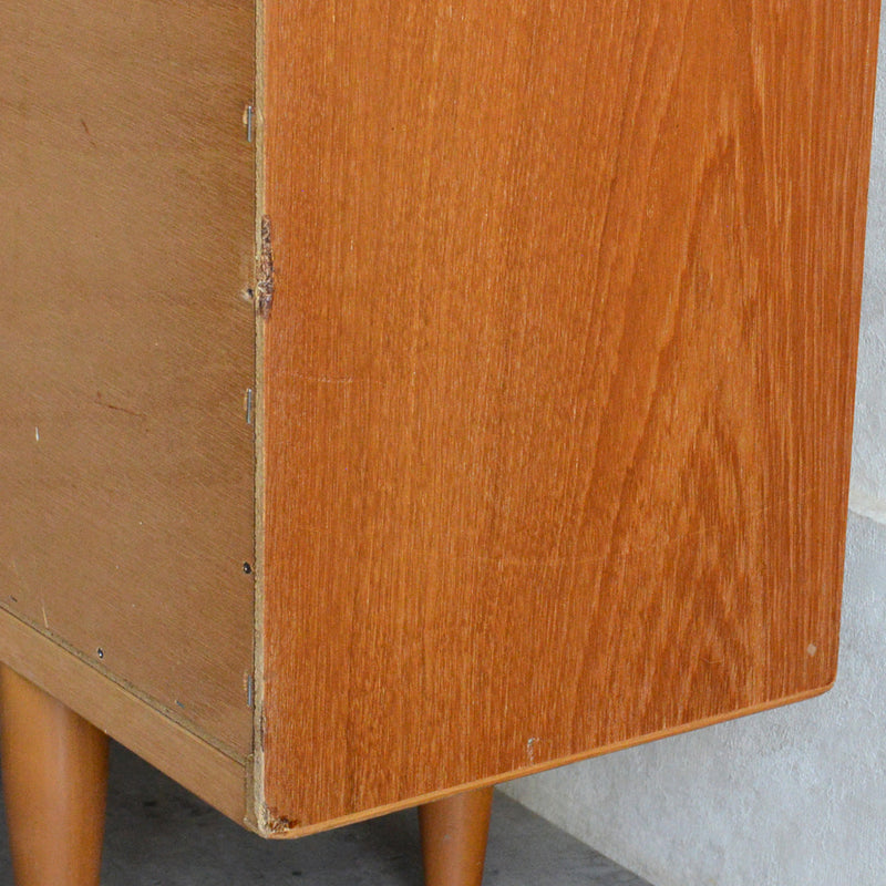 ミッドセンンチュリー ヴィンテージ　ガラスキャビネット 98(木扉付）