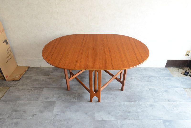 Jentique ジェンティーク　ゲートレッグテーブル 45（オーバル・天板剝離再塗装済）