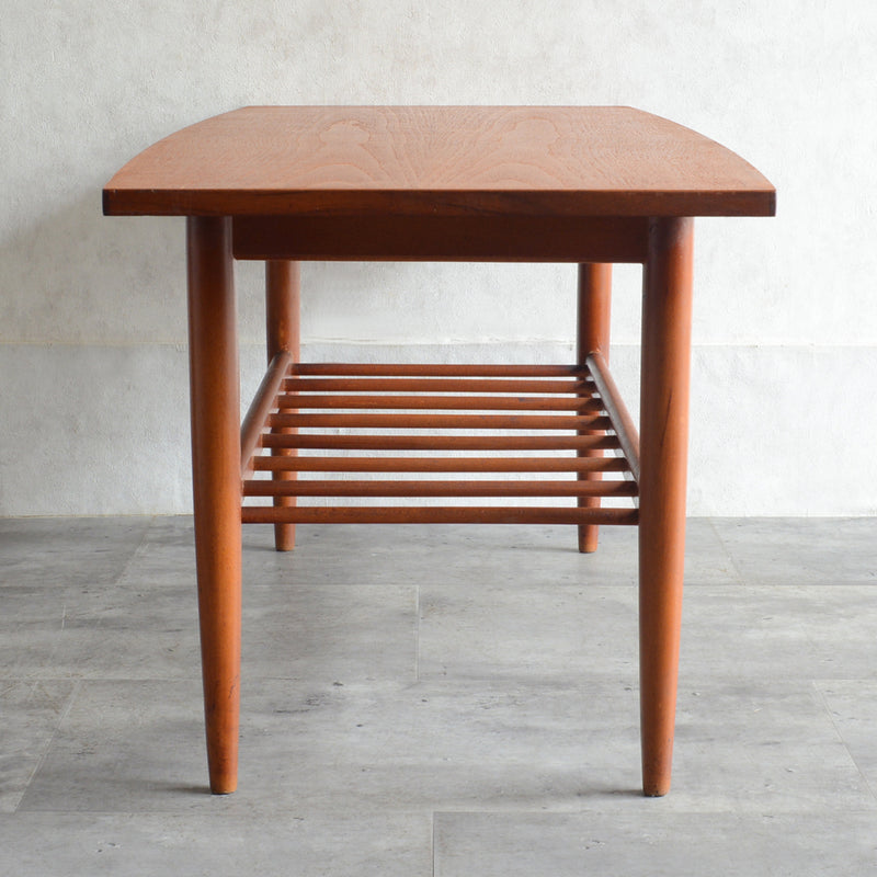 60S ラダー棚付きチーク ローテーブル 31 (天板剝離再塗装済)