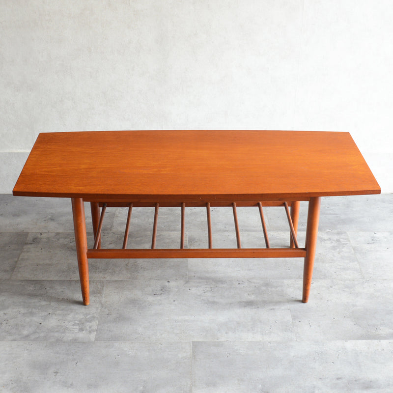 60S ラダー棚付きチーク ローテーブル 31 (天板剝離再塗装済)