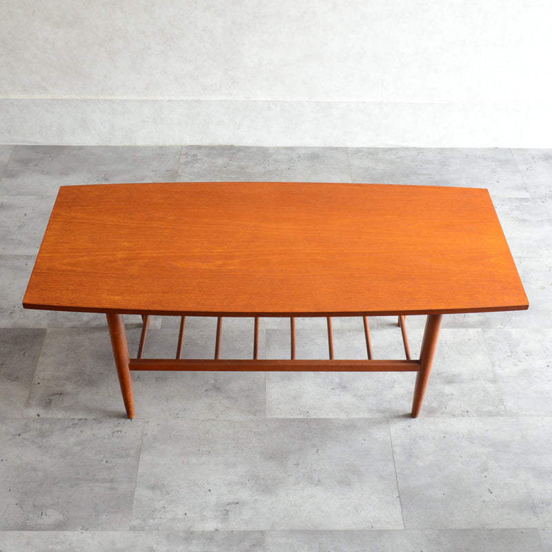 60S ラダー棚付きチーク ローテーブル 31 (天板剝離再塗装済)